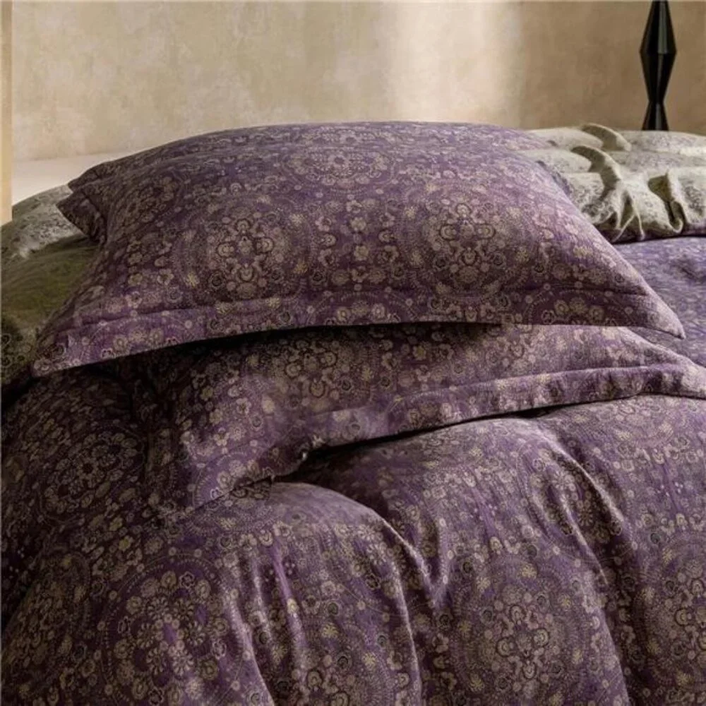 NEW Anthro Purple Muslin 100% Cotton Boho Queen King Bedding Duvet & Sham Case